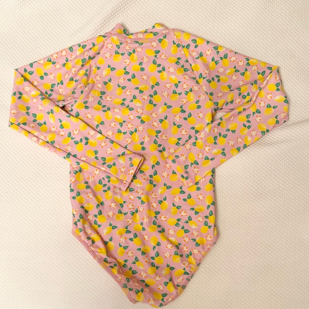 J.Crew Factory Girls Lemon Print Rash Guard Swimsuit One Piece Size 6-7